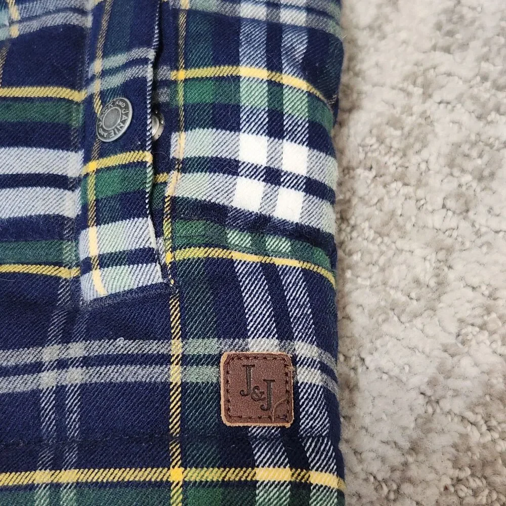 JANIE & JACK toddler plaid flannel puffer vest blue green size 12-18 months